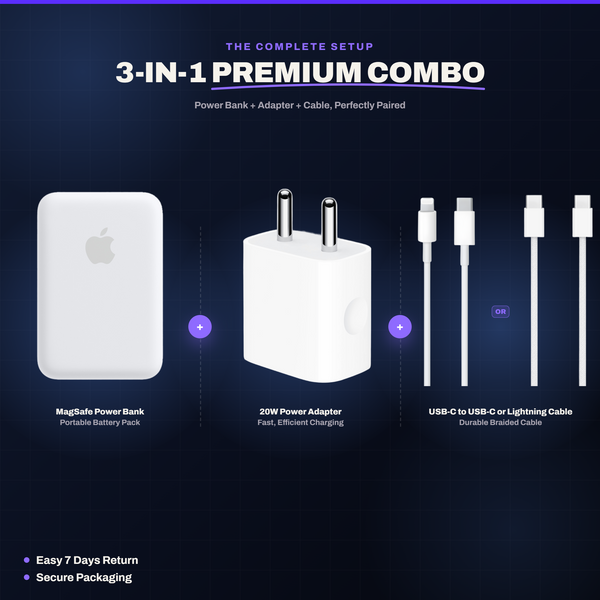 3-in-1 Combo (Batterypack+ Adaptor + Cable)